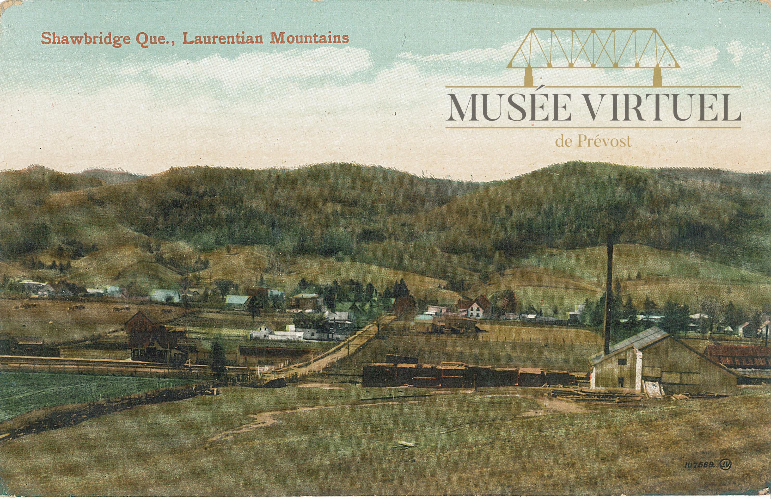 2. Shawbridge vers 1910, vu de la Côte à Beaulieu qui deviendra une pente de ski environ 20 ans plus tard