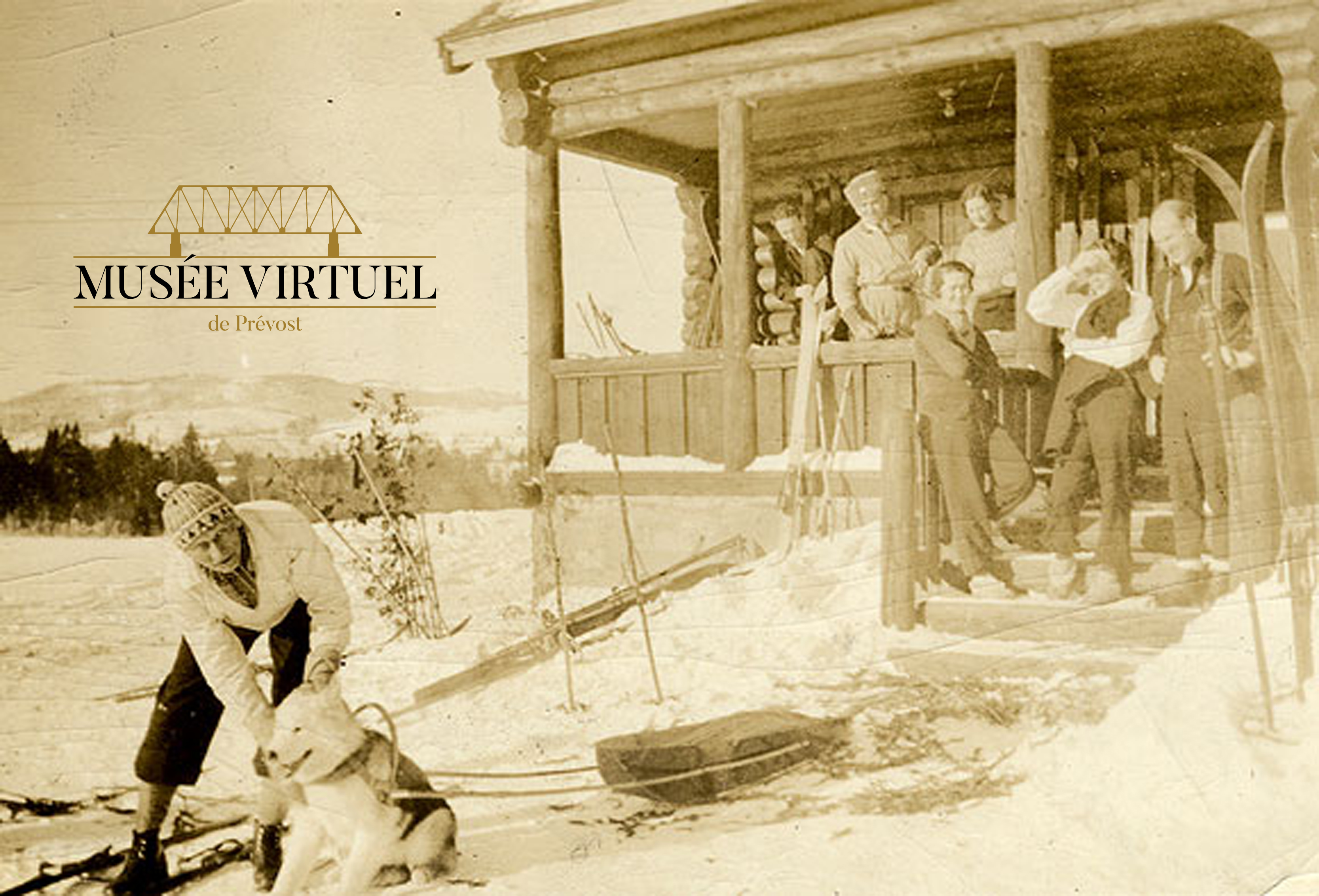 1. Jackrabbit avec des amis skieurs préparant son chien de traîneau - Collection du Musée canadien du ski, Ottawa