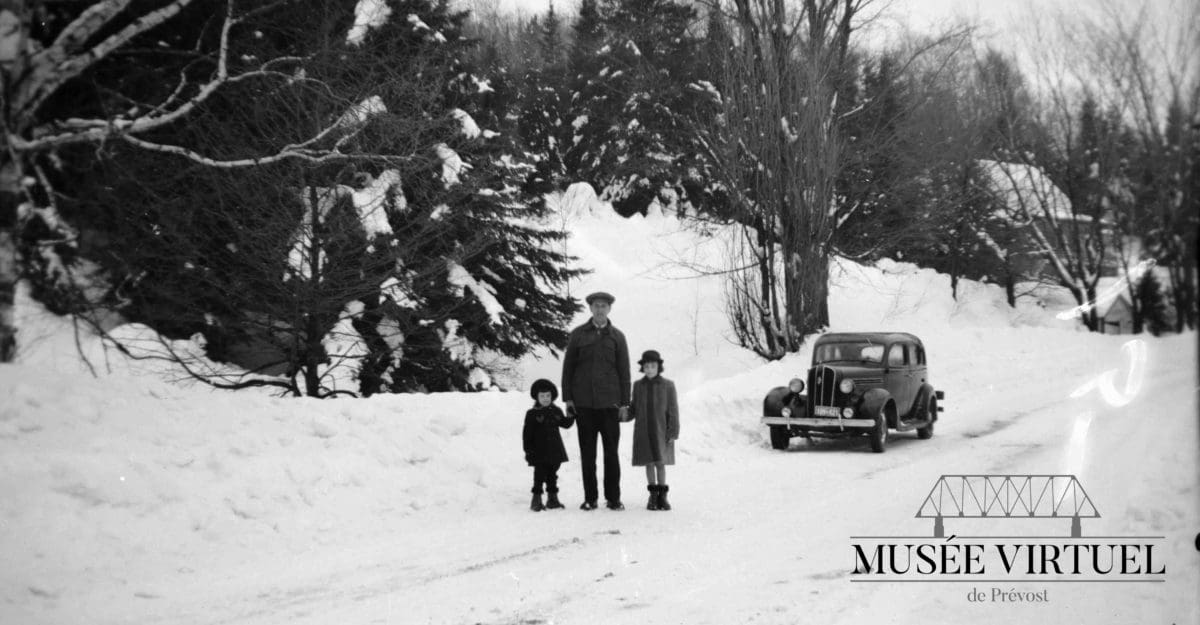 Isaïe Brosseau avec ses filles Gisèle et Béatrice vers 1950 - Collection de la famille Brosseau