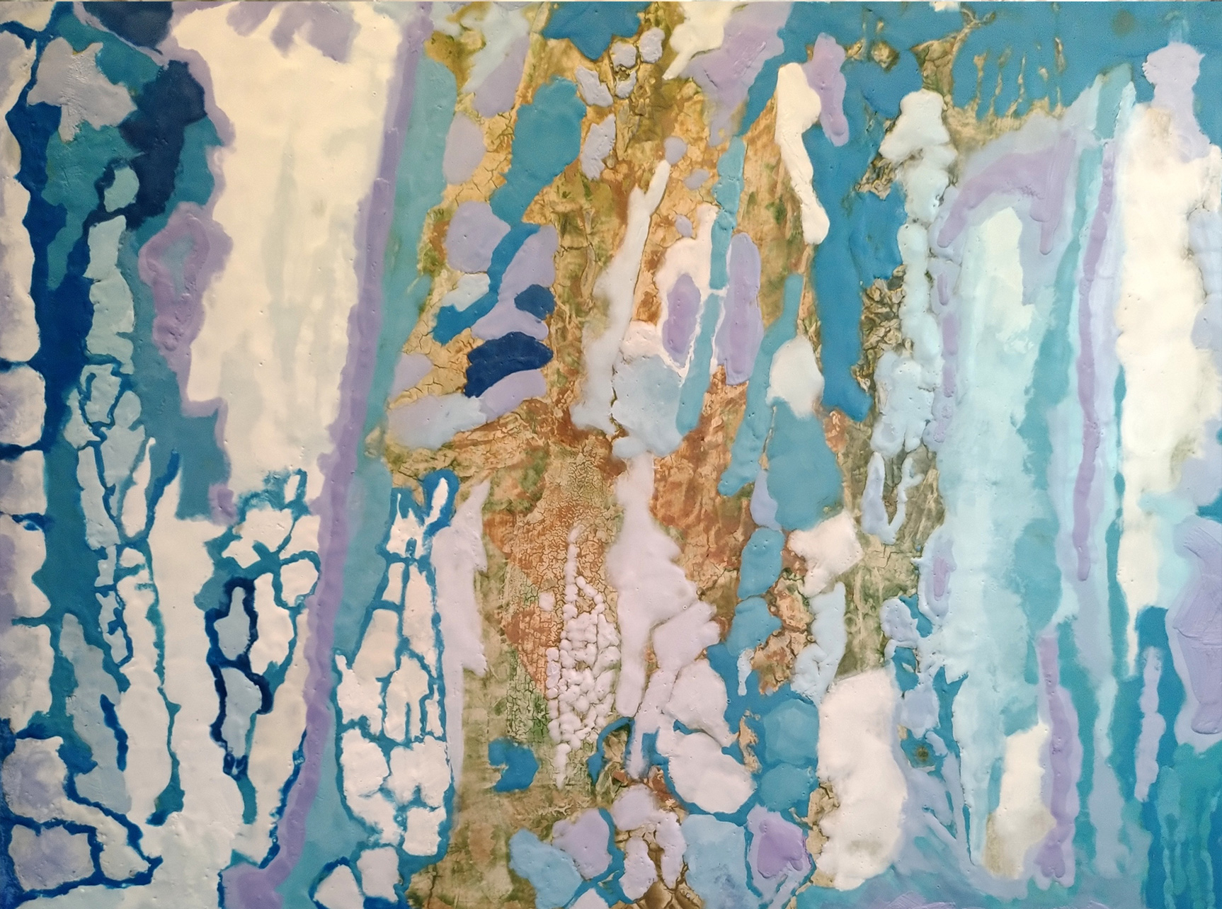 Nuances bleues sur fond texturé - Scagliola 46 x 61 cm