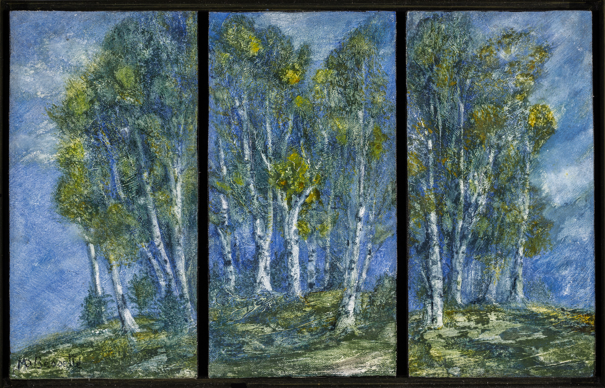 Dame des Bois - Triptyque d’aquarelle sur toile marouflée 3 - 5 po X 7 po - 550$, taxes incluses